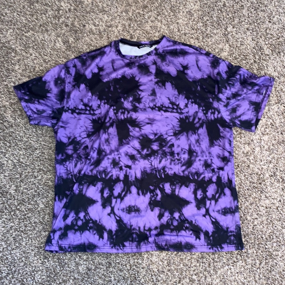 Oversized, black and purple tie dye, shirt, medium